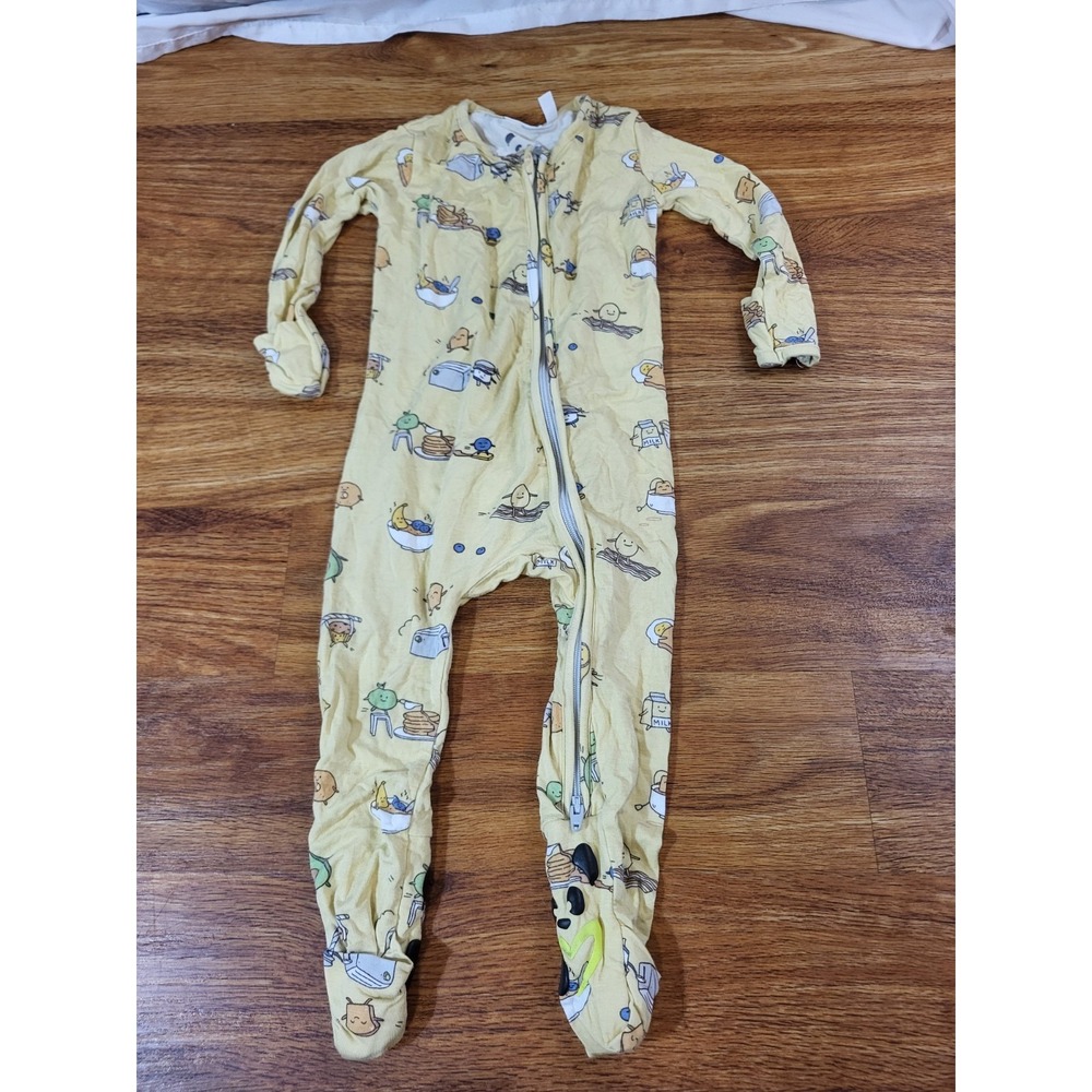 Bellabu Bear Bamboo Size 9-12 Months Yellow Breakfast Pattern Pajama